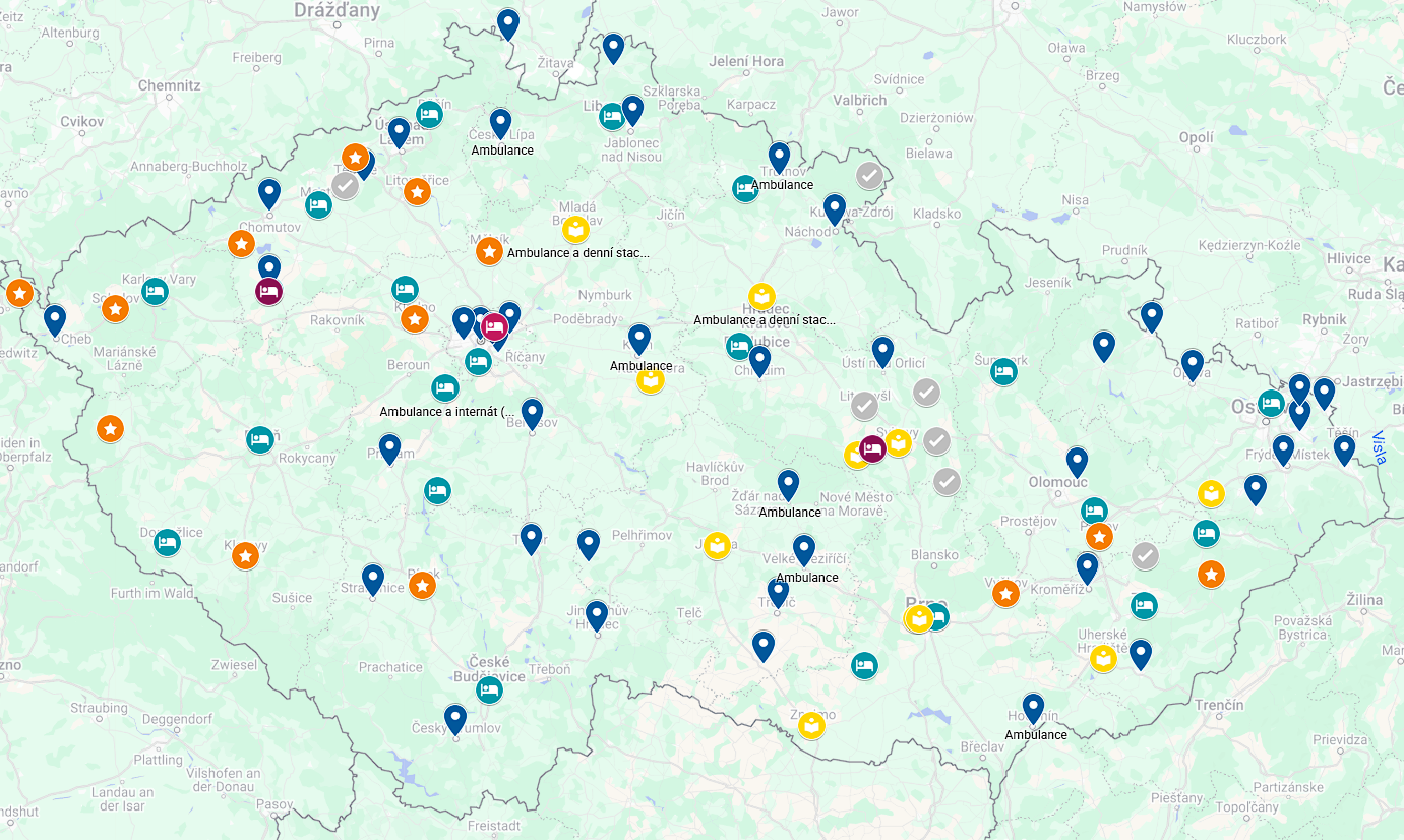 Síť středisek výchovné péče v roce 2025
